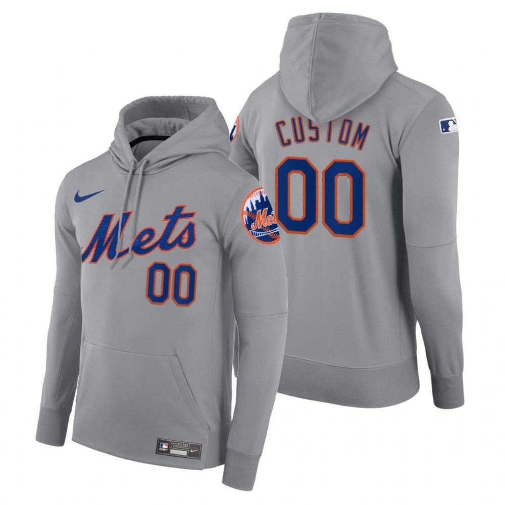 Men New York Mets #00 Custom gray road hoodie 2021 MLB Nike Jerseys->new york mets->MLB Jersey